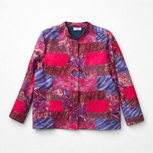 Breckenridge 1x Cotton Polyester Woman’s Quilted Patchwork Look Button Jacket